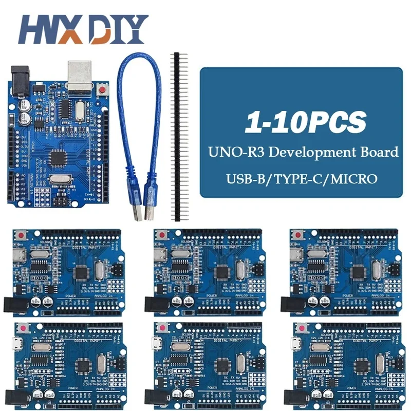 1-10pcs ATmega328P Development Board UN0 R3 Board with Pin Header and Cable Compatible with Arduino IDE Projects