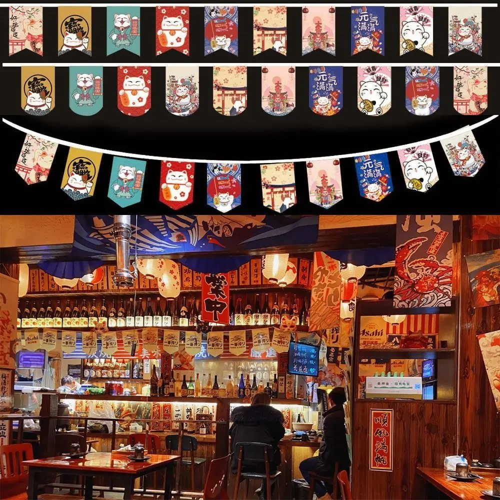 Hot Pot Sushi bandera colgante japonesa Sashimi Ramen cocina bistró Cultural cartel decorativo Japón pequeña bandera de colores Bistro