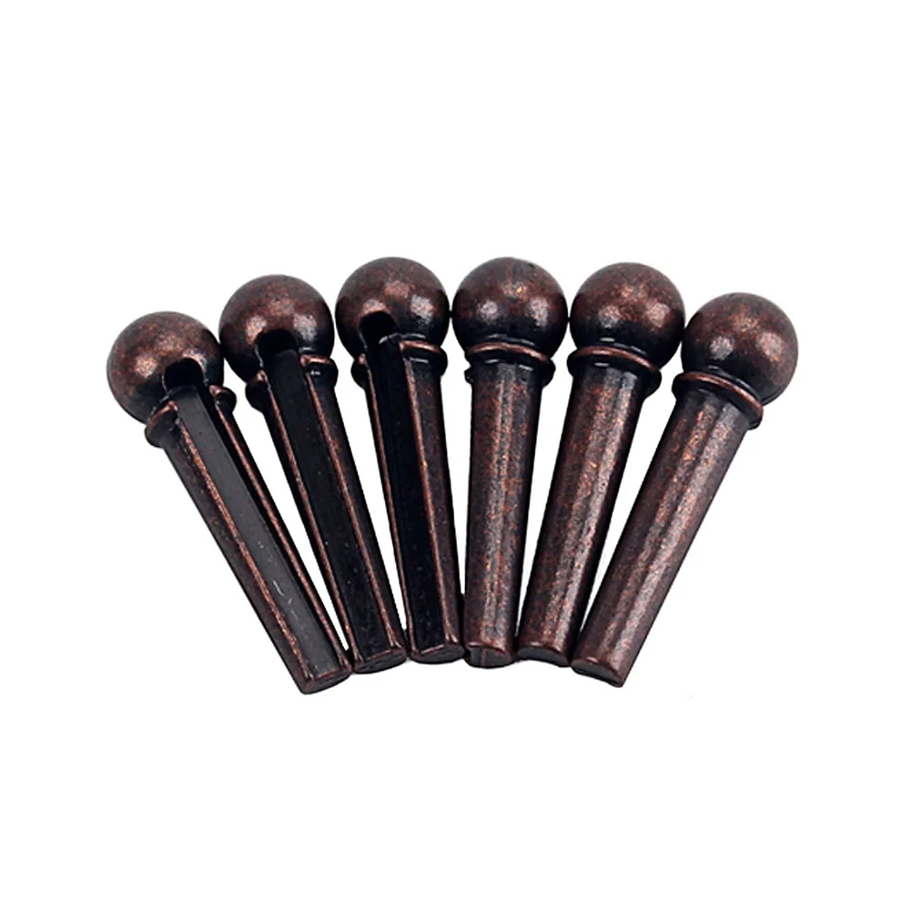 

6pcs Guitar Bridge Accessories Brass Bridge String Studs for Folk Acoustic Guitars Replacement GL26 (Coffee)