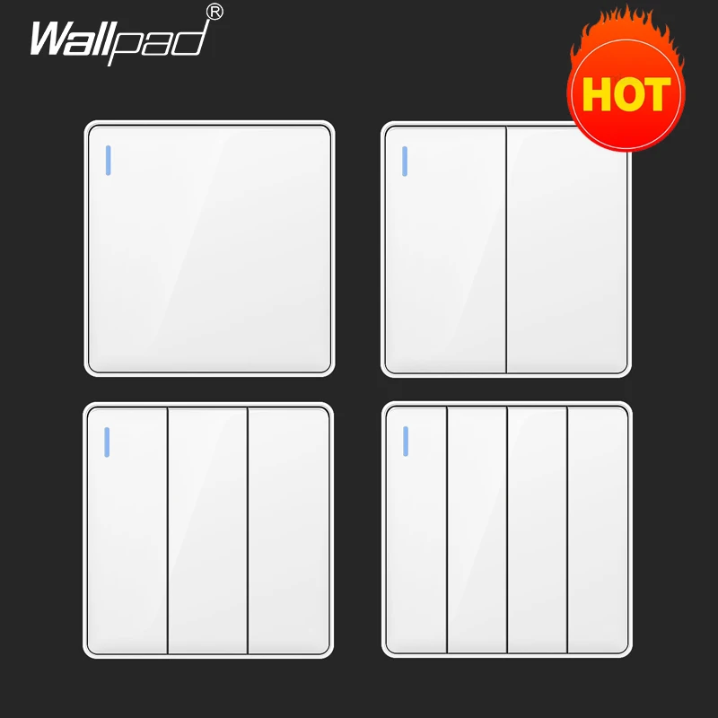 

3*3 86 Стандартный 1 2 3 4 кнопочный настенный светлый переключатель, белая огнестойкая пластиковая панель, интермедиат 20A 45A, переключатель, прерыватель