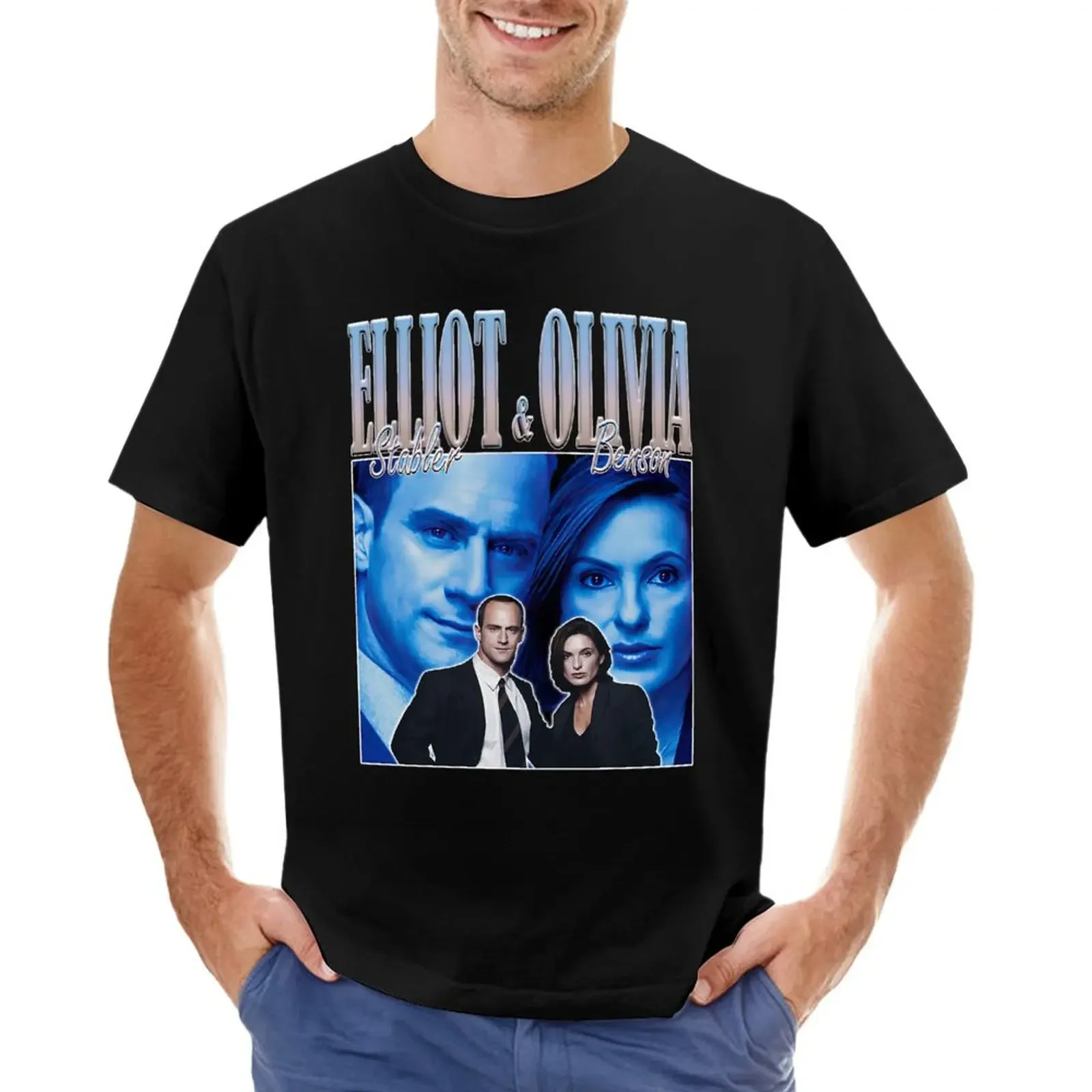 

Elliot Stabler Olivia Benson T-shirt tops plus size tops summer clothes tees plain t shirts men