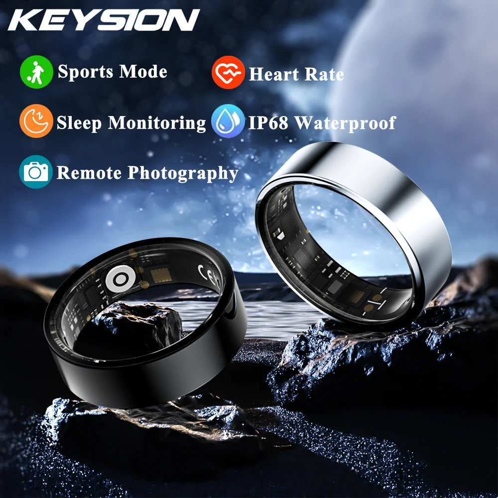 

KEYSION New Smart Ring Men Women IP68 Waterproof Heart Rate Monitor Sleep Monitoring Fitness Tracker Sport Modes for IOS Android