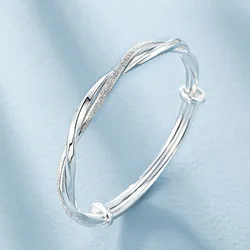 925 sterling silver original pretty weave bracelets Bangles for women fashion party wedding engagement jewelry Adjustable size