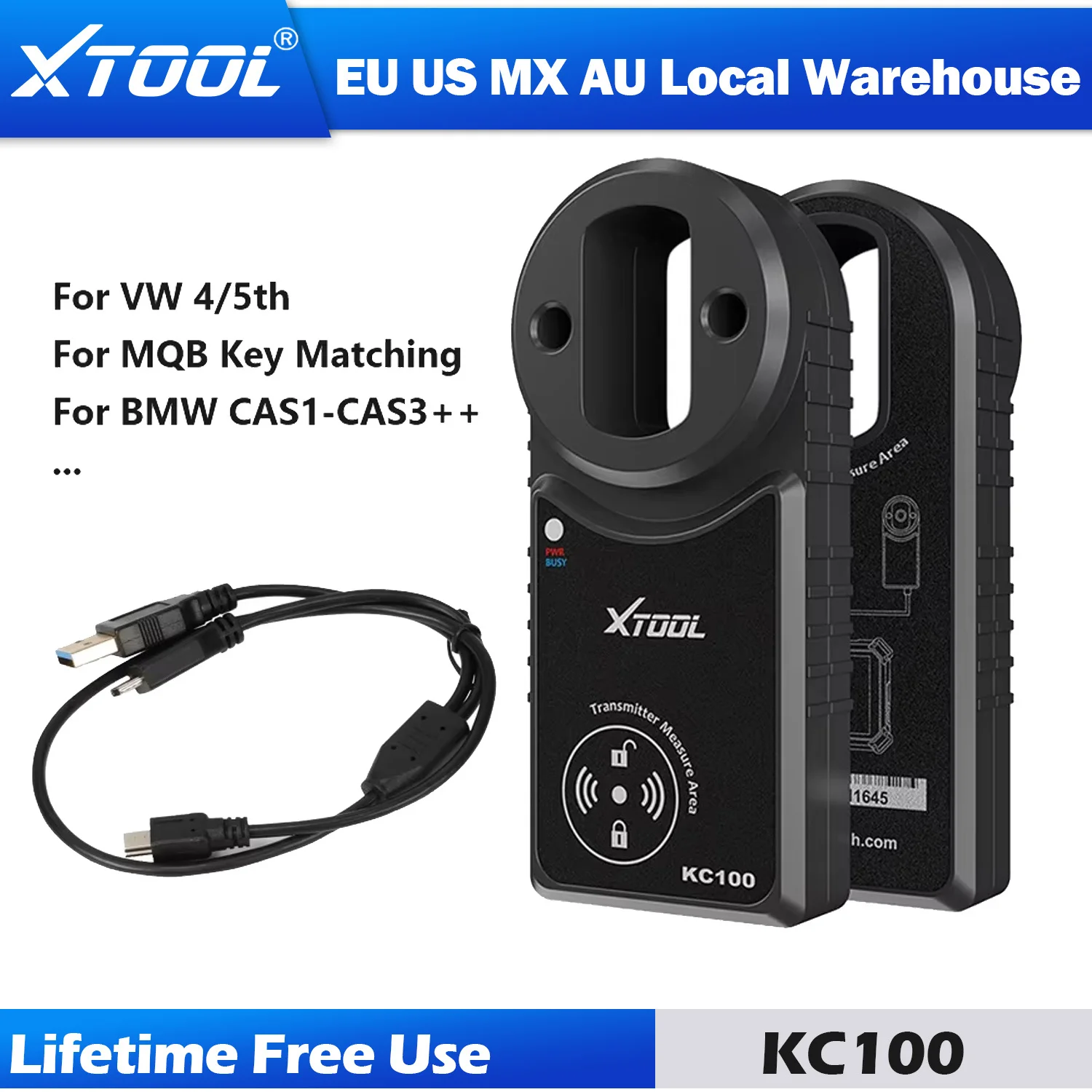 XTOOL KC100 Key Programmer Work With X100 PADS X100PAD3 For VW 4&5th For BMW CAS1-CAS3 For MBQ Key Match Remote Programming Tool