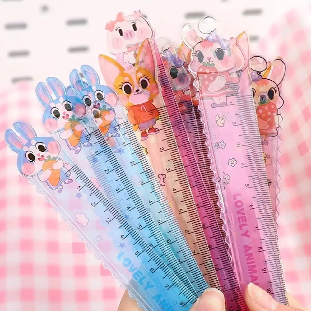 Kawaii Plastic Straight Ruler Rabbit Planner Accessories Ruler School Office Supplies Drawing Tools
