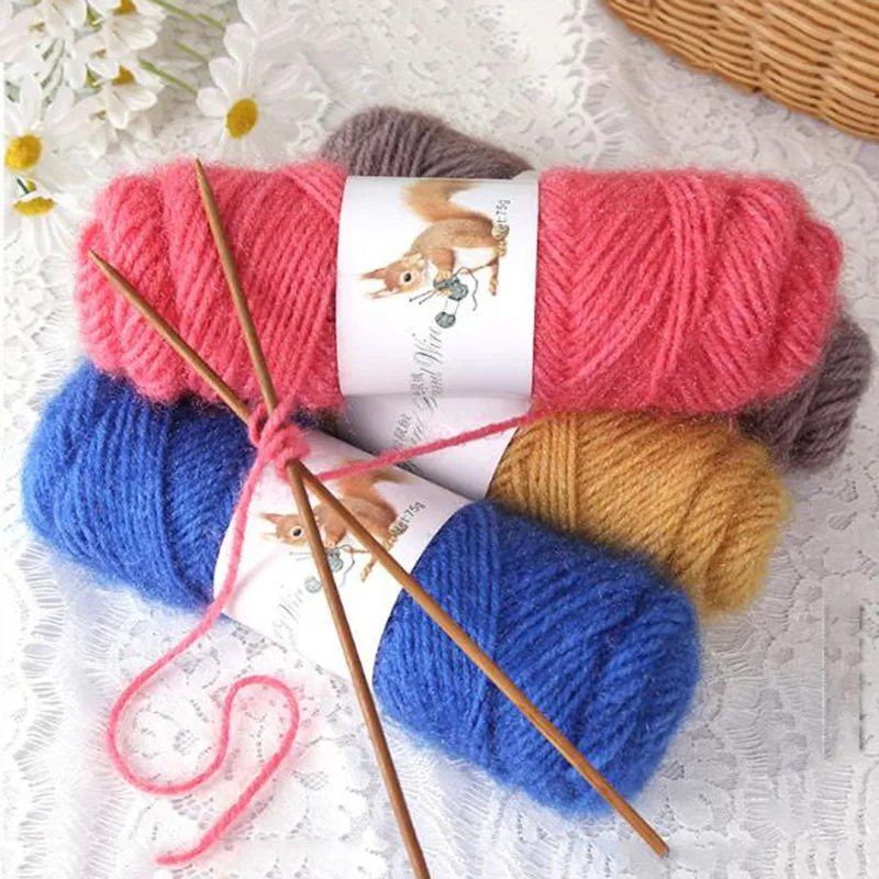 75g Squirrel Wool Yarn Fine Cashmere Hand Knitting Wool Thread Skein for Making Sweater Scarf Hat Cotton Yarn Thick Yarn