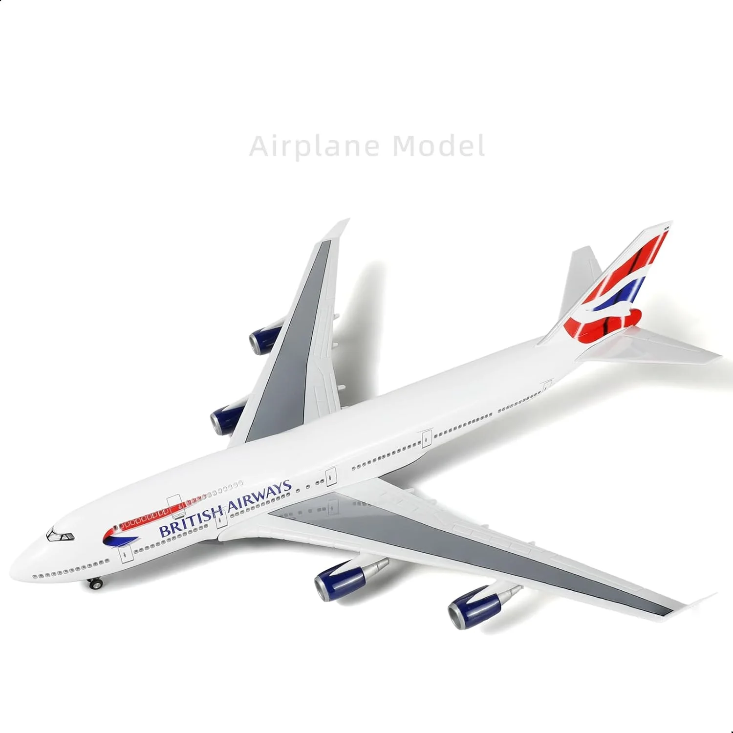 1/160 Scale Compatible for B747 British Airplane Model 18-inch L Resin Airplane Model Kit with Stand for Collections and Display