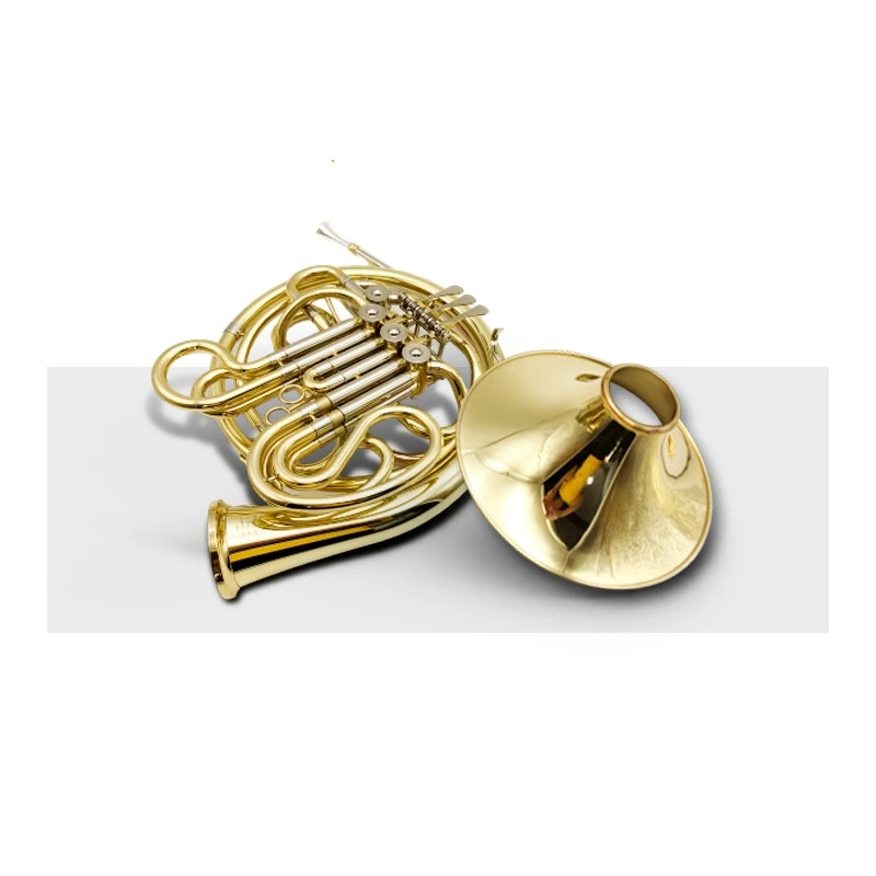 High Grade Professional Performance Gold Lacquer  Bb/F Four Keys Double Split Body French Horn with case