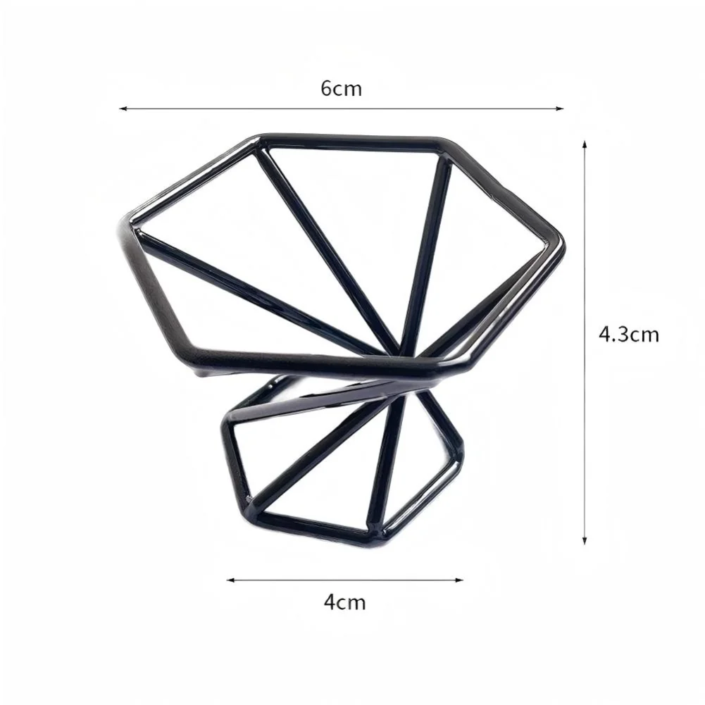 Hexagonal Metal Stand for Air Plants 6x4cm Black Geometric For Home Garden Decor Indoor Outdoor Plant Display Holder
