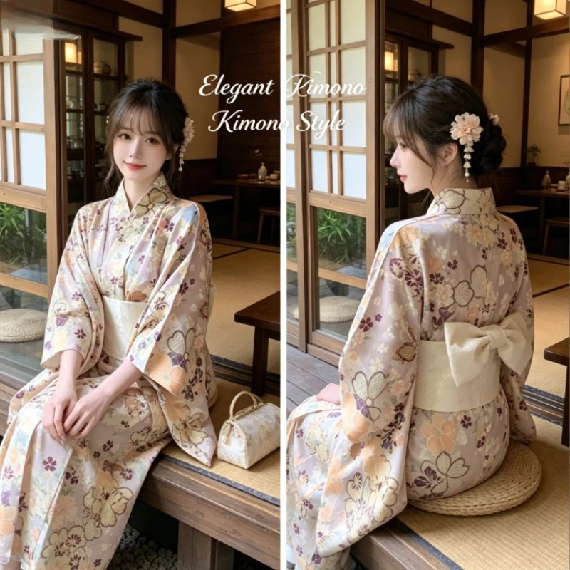 

Cute Retro Japanese Kimono Yukata Dress,Traditional Outfit Ideal For Studio Portrait Photography And Daily Themed Casual Wear