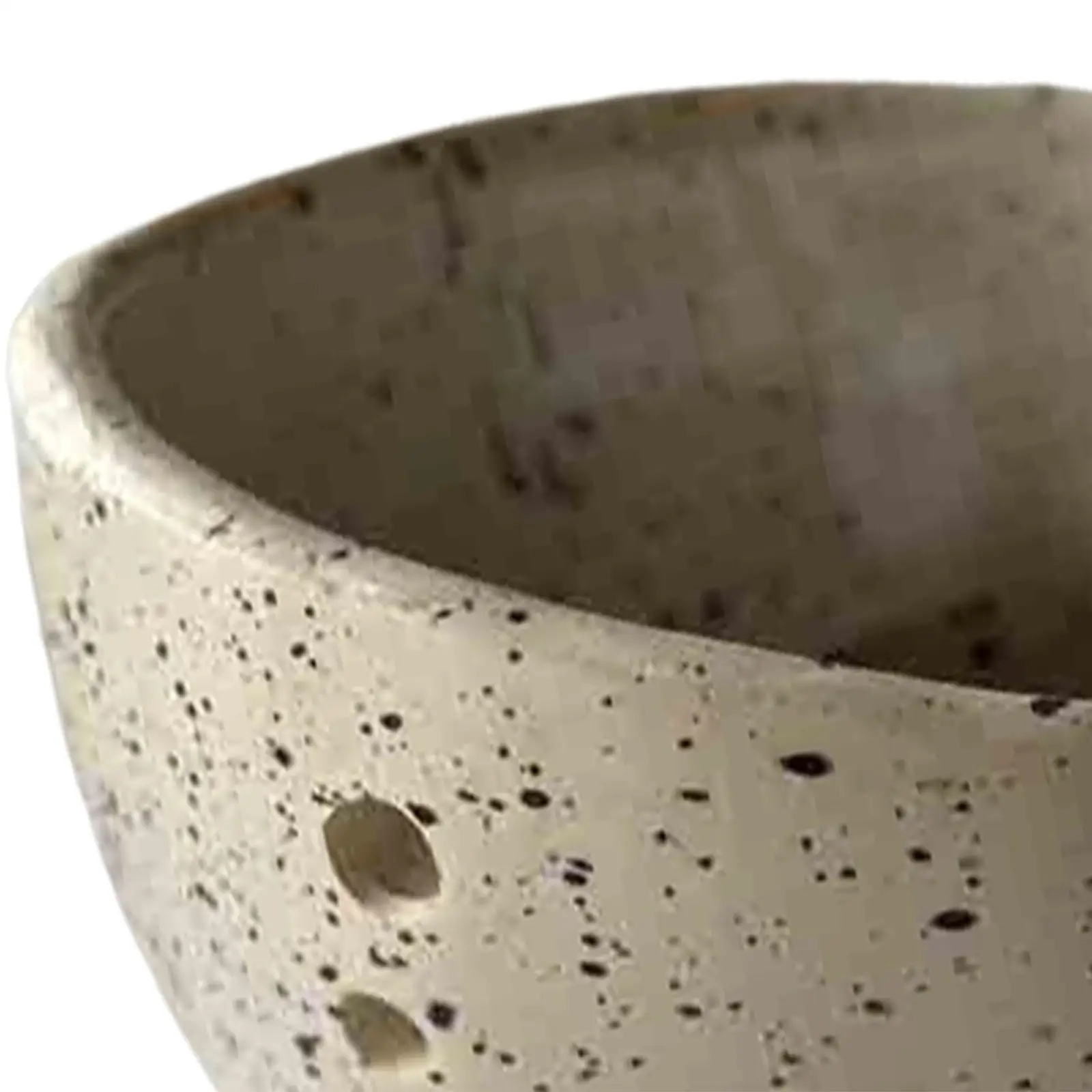 Creative Pottery Herb Leaf Stripper Bowl with Four Holes Multipurpose Cooking Gadget for Home Kitchens