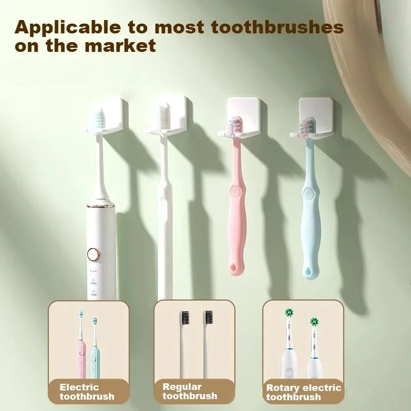 2/4PCS  U-Shaped Toothbrush Holder Wall-Mounted No-Drill Traceless Wall Hanging Waterproof Stable Secure Bathroom Home Storage