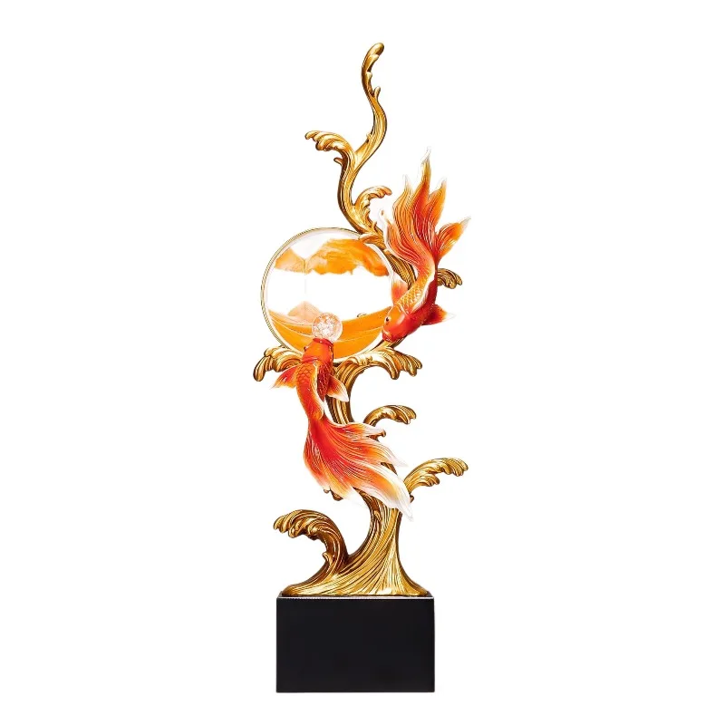 Moving Sand Art Tabletop Decor, Fish Pattern Sand Painting Ornament for Entryway Living Room Niche Office New House Decoration
