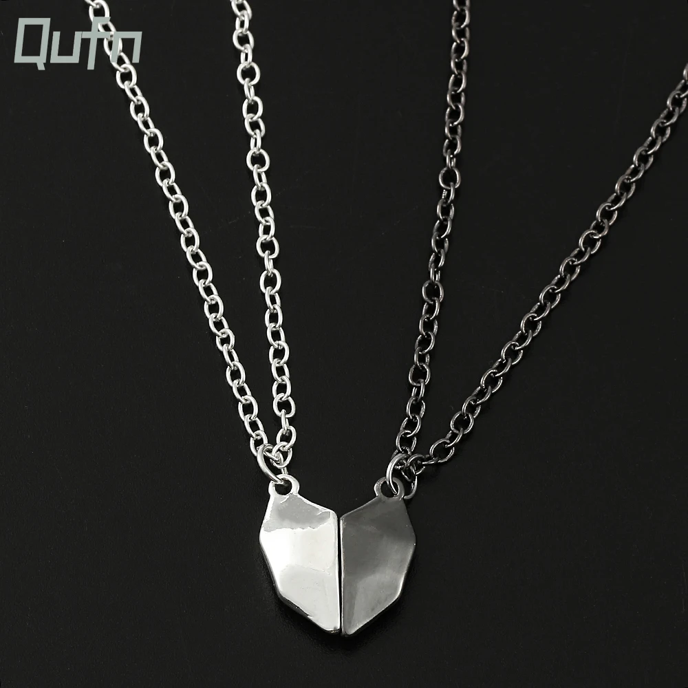 1Pair Magnetic Couple Necklace For Lovers Gothic Punk Heart Pendant Necklace For Men Wedding Couple Jewelry Valentine's Day Gift