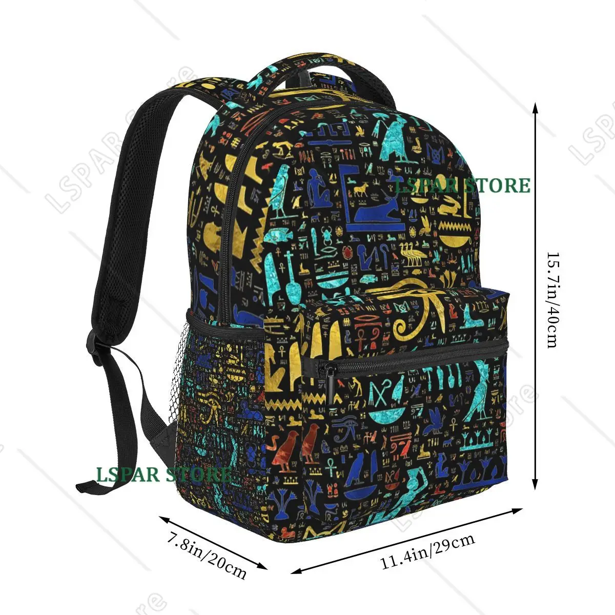 Ancient Egyptian Elements Hieroglyphics Student Backpack School Bag Hiking Travel Daypack for Men Women Bookbag Shoulder Bags