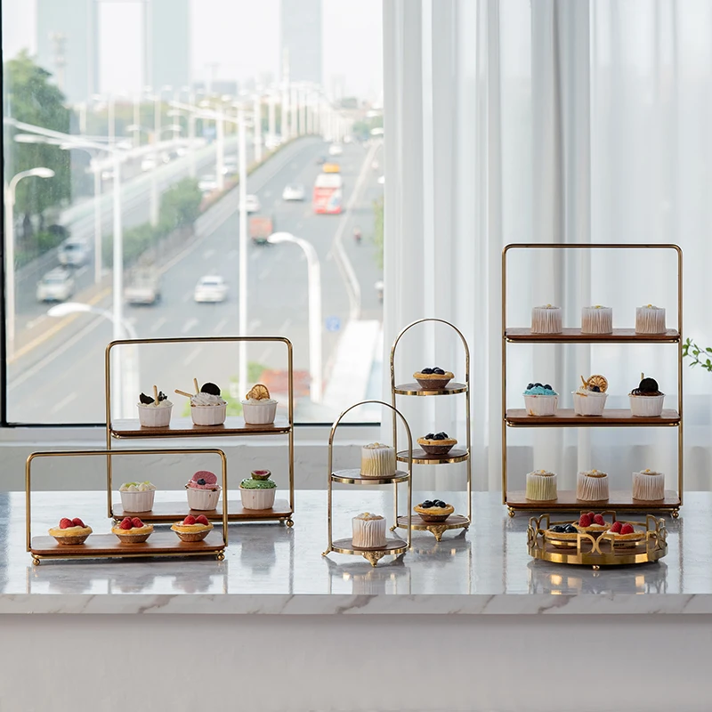 

Chinese wooden dessert table ornament wedding cake tray display stand afternoon tea snack stand cold meal tea break table