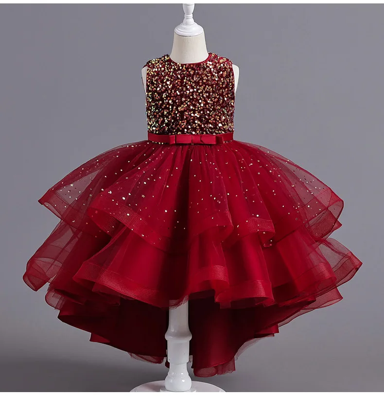 Girls' Christmas Party Dress Sequins Girl Performance Dresses Kid Clothes 4 to 13T