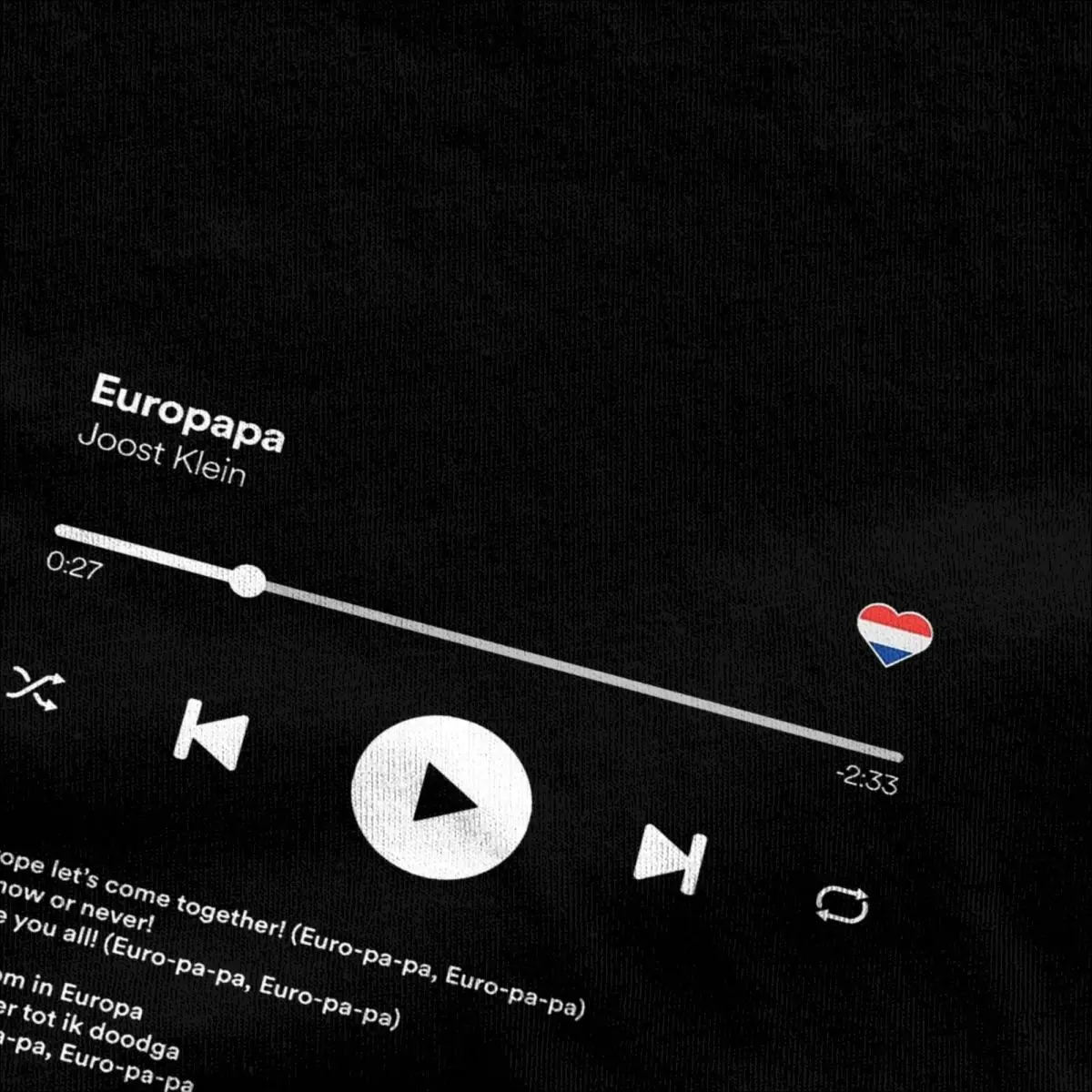 Europapa Joost Klein Eurovisions 2024 T-Shirt Media Player Style T-Shirts Short-Sleeve Tops Pure Cotton Crew Neck Clothing