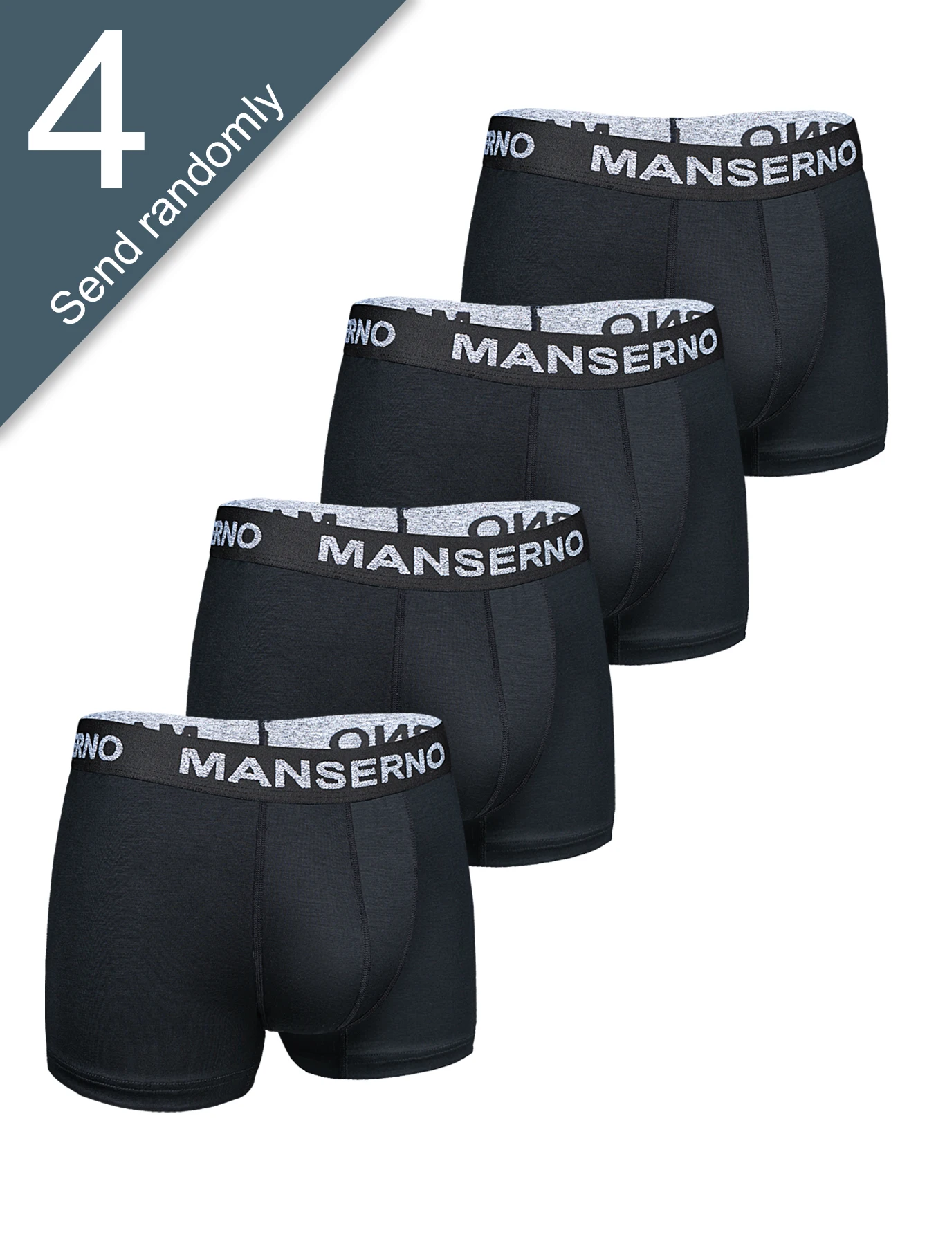 [Men's Boxer Briefs] 4-Pack Bamboo Fiber Black Men's New Breathable Comfortable Boxer Briefs for Daily Casual Wear, Suitable for All Seasons, Outdoor Sports, Close-Fitting Fashionable Men's Underwear