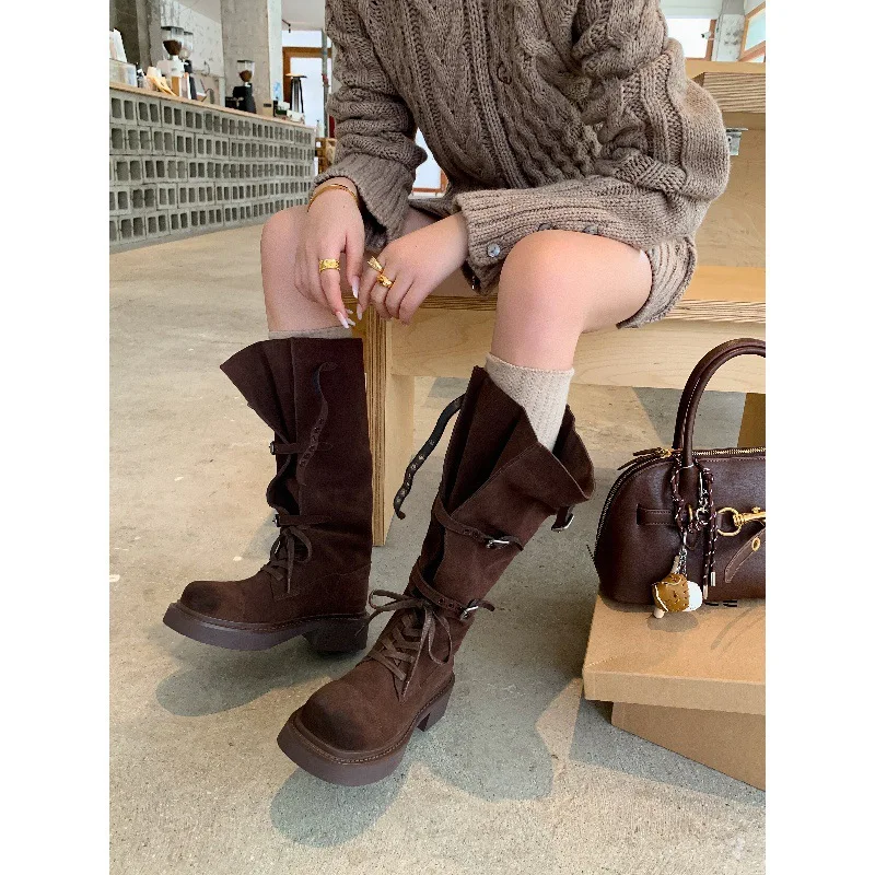 

2025 Hot Selling Long Boots for Women in Autumn and Winter, Not Over The Knee, High-quality Thick Heel High Leg Knight Boots