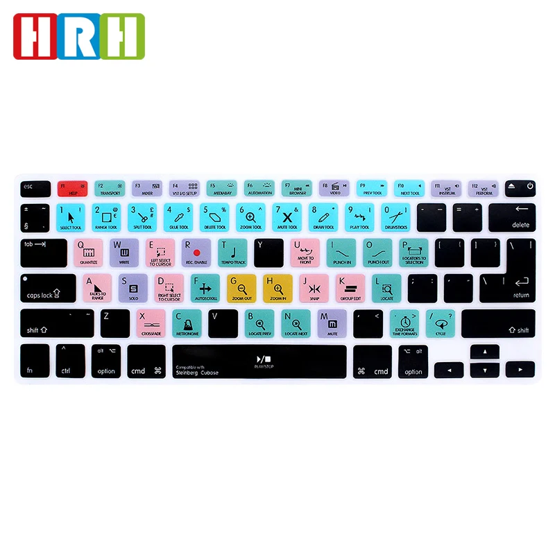 HRH Steinberg Cubase funkcja skrótów Hotkey silikonowa osłona klawiatury Protector skóra klawiatury dla Macbook Air Pro Retina 13 "15"