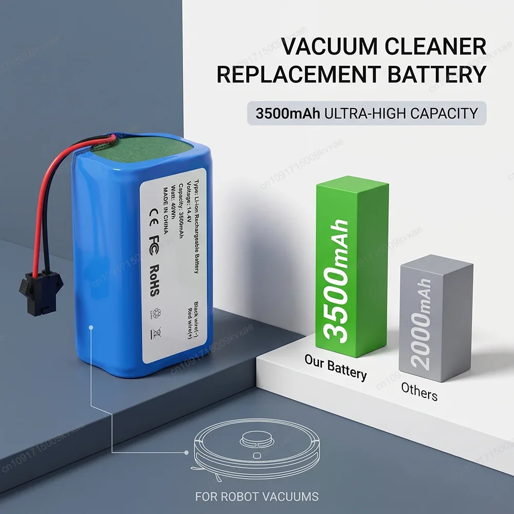 Replacement 14.4V Battery for Ecovacs Deebot N79S N79 500 601 for Eufy RoboVac 11S 15C 30 G30 3-Prong Robotic Cleaner Cell