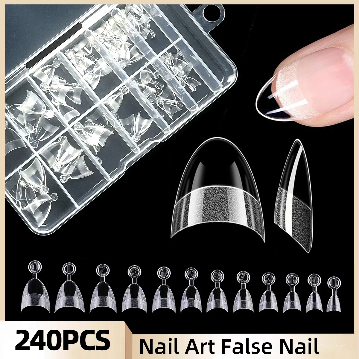 240pcs Half Cover Almond Fake Nails Half Matte Pre Buff Acrylic Nails Extra Short Almond Shape Gel Nail Tips 12 Sizes Easy Use