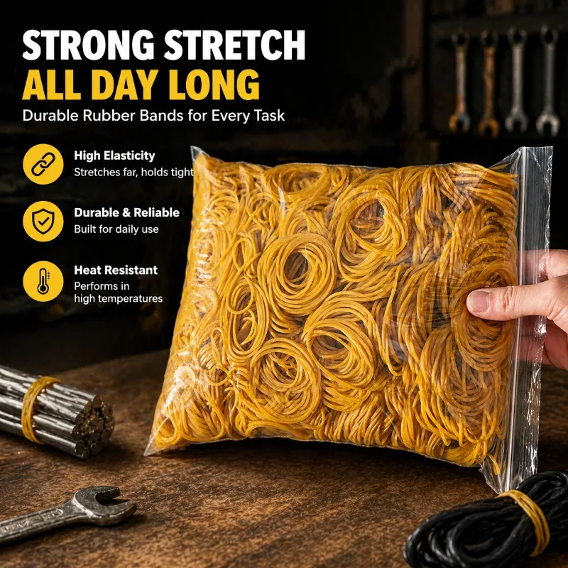 High Elastic Durable Disposable Yellow Rubber Band Heat Resistant Perm Rubber Ring Industrial Multipurpose Strong Stretch Latex
