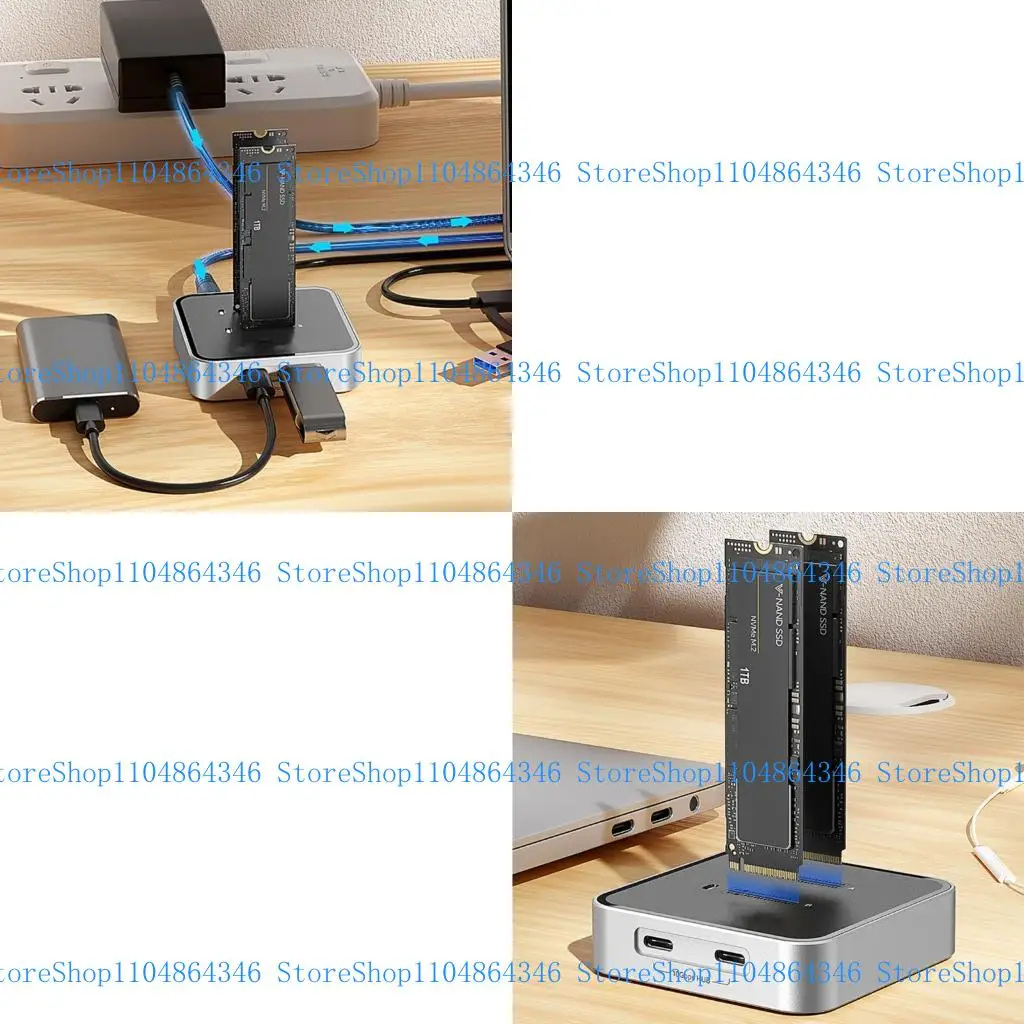 

5asd Double Bay M.2 SSD Duplicator 10Gbps Speed NVMe Office SSD Adapter M.2 Dock