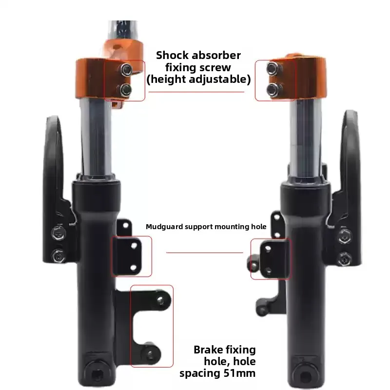 Folding electric replacement parts, 14 inch hydraulic shock absorber front fork, complete set of electric vehicle accessories