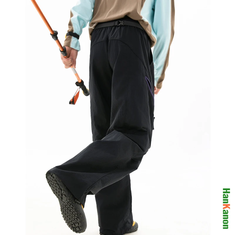 Men's Water-Repellent Outdoor Straight-Leg Pants with Adjustable Cuffs & Contrast Zippers Breathable Durable Windproof  Hiking