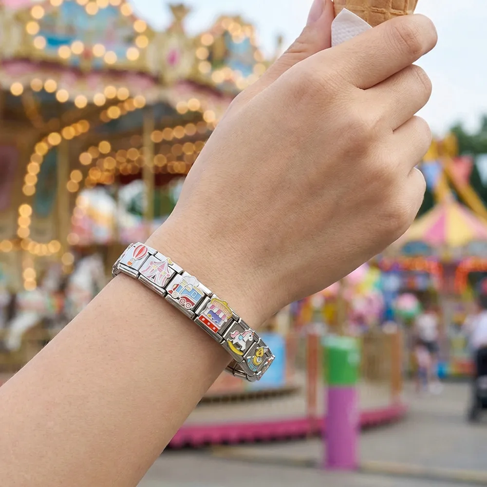 Neue Mode Freizeitpark Hauptserie Edelstahl-Schmuck Italienische Gliederkette Passend für 9mm Armband-Perlen Zubehör DIY – Detail 7
