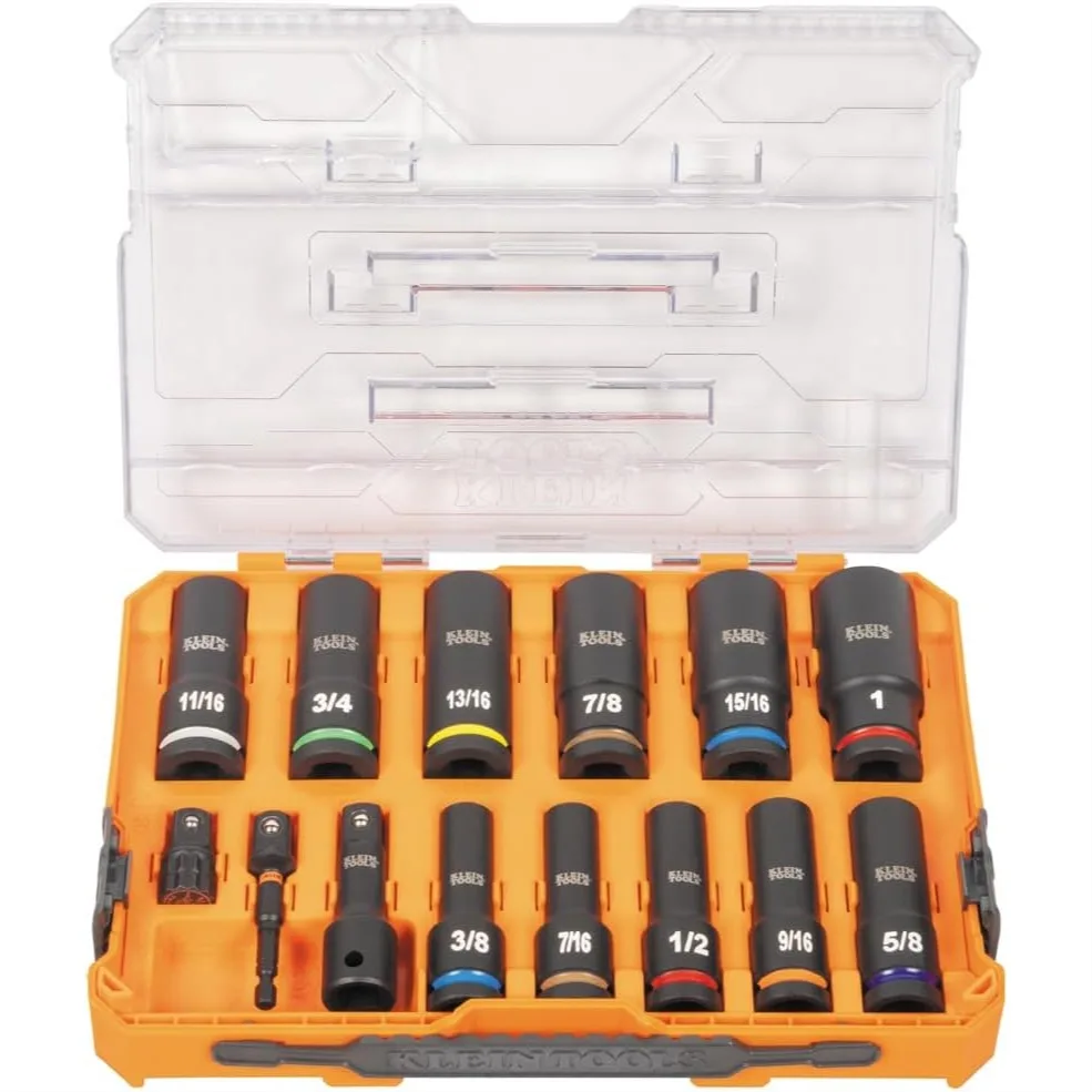 

Deep-Well Impact Socket Set, 1/2-Inch Drive, SAE, 14-Piece, Color Coded, MODbox Case, Impact Adapter and Extension