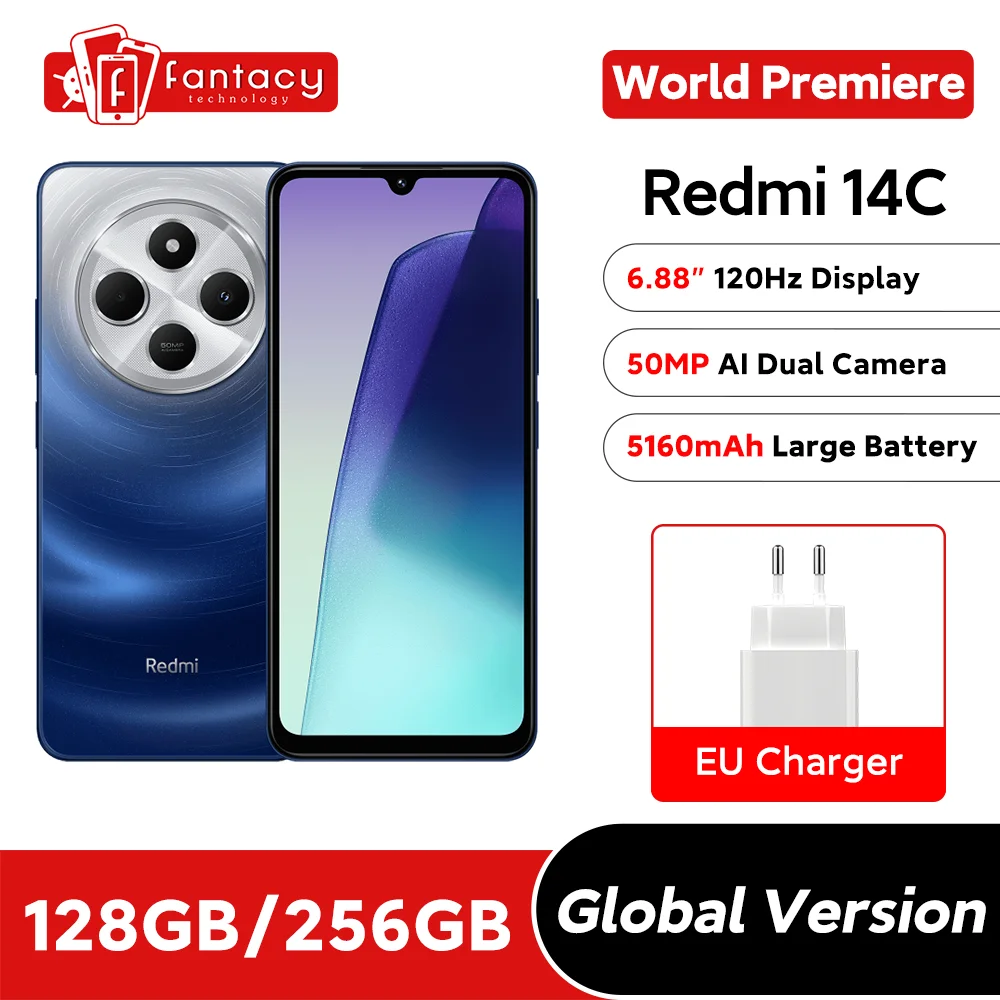 World Premiere Xiaomi Redmi 14C Global Version Immersion 6.88'' 120Hz Display 50MP AI Dual Camera Massive 5160mAh Battery