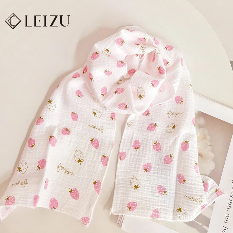 0.5/1/2 Yard Strawberry Print 100% Cotton Double Layer Crepe Baby Fabric Soft Gauze DIY Sewing Baby Blankets, Pajamas, Bedding