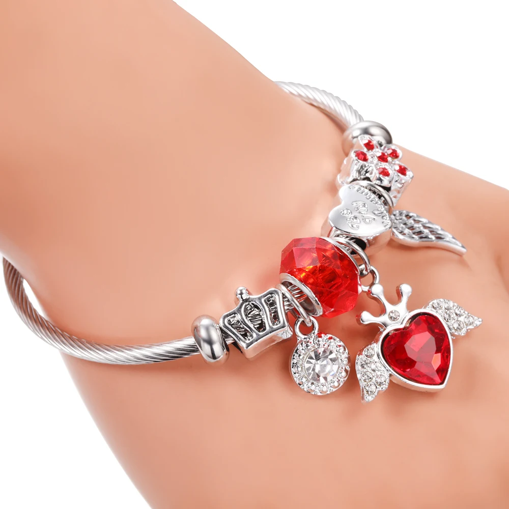 새로운 트렌디 한 라인 석 잠자리 크리스탈 페르시 펜던트 팔찌 스테인레스 스틸 4 색 클로... - 5