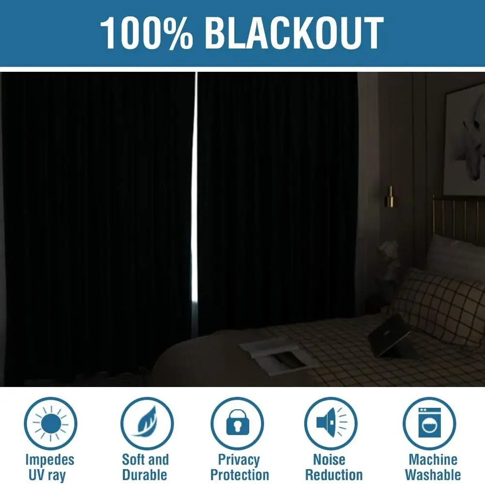 ستائر مكونة من 108 ستائر من الكتان باللون الأزرق المخضر، معتمة بنسبة 100%، مجموعة مكونة من لوحتين لغرفة النوم وغرفة المعيشة