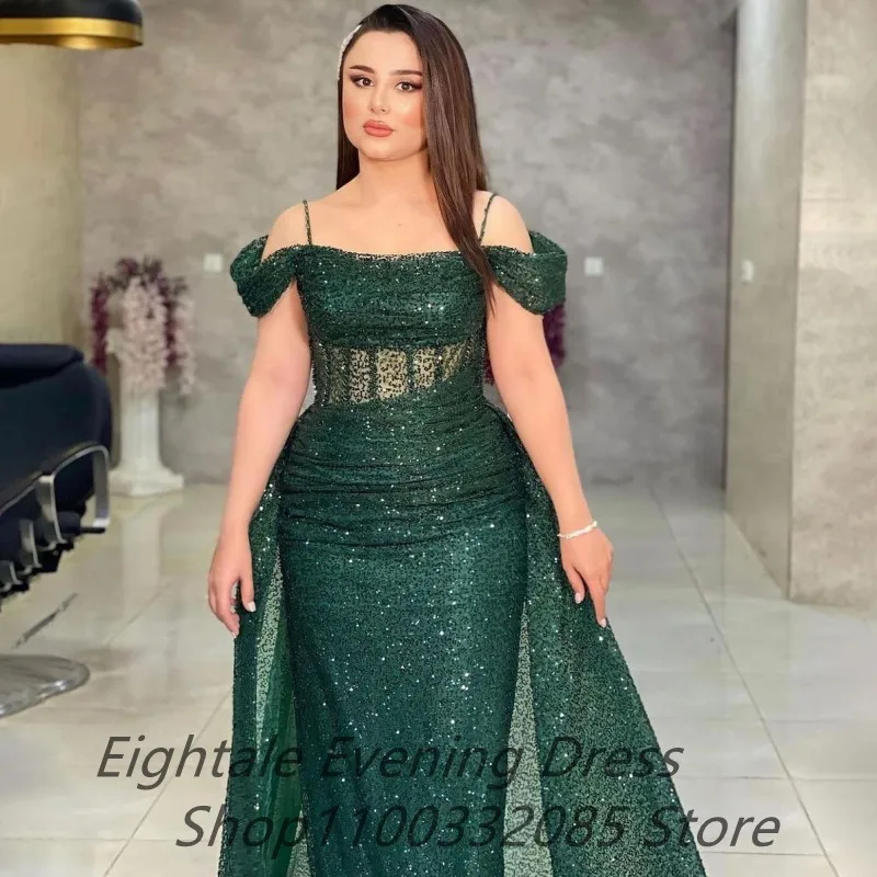 Eightale 2024 Shinning Sequins Prom Dress Off Shoulder Dark Green Evening Dress Women Formal Party Gown Robes De Soirée