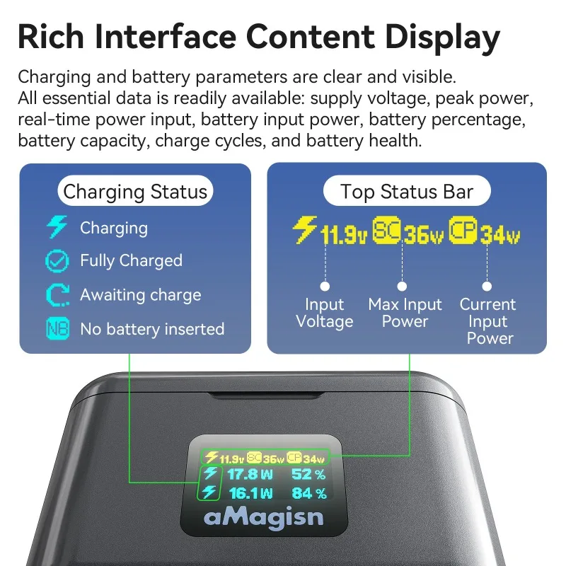 aMagisn Battery Fast Charging Case for Insta360 X5 with Screen Display Smart Charging Storage for Action Cameras Accessory