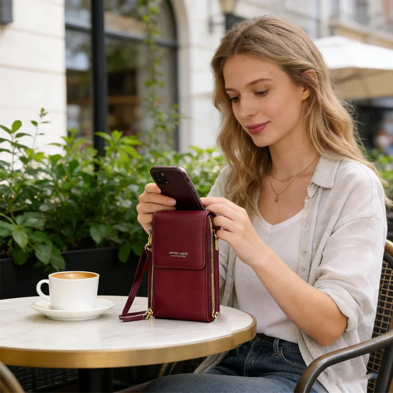 Torebka na telefon z ekranem dotykowym Buylor, damska, z miękkiej skóry, portfel z wieloma przegródkami na karty, torba na ramię/przez ramię do codziennych zakupów/biura — zdjęcie 7