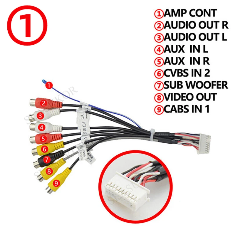 Car Unit Stereo Wire Cable Harness Compatible Car Radio Android Interface MIC RCA USB Audio and video cable microphone Adapter