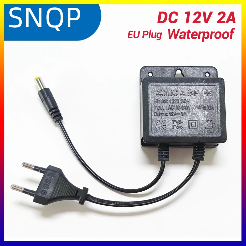 DC12V 2A Waterproof EU Plug Power Adapter For Security Surveillance CCTV Camera Charger NVR DVR Input AC100V-240V 5.5*2.1mm