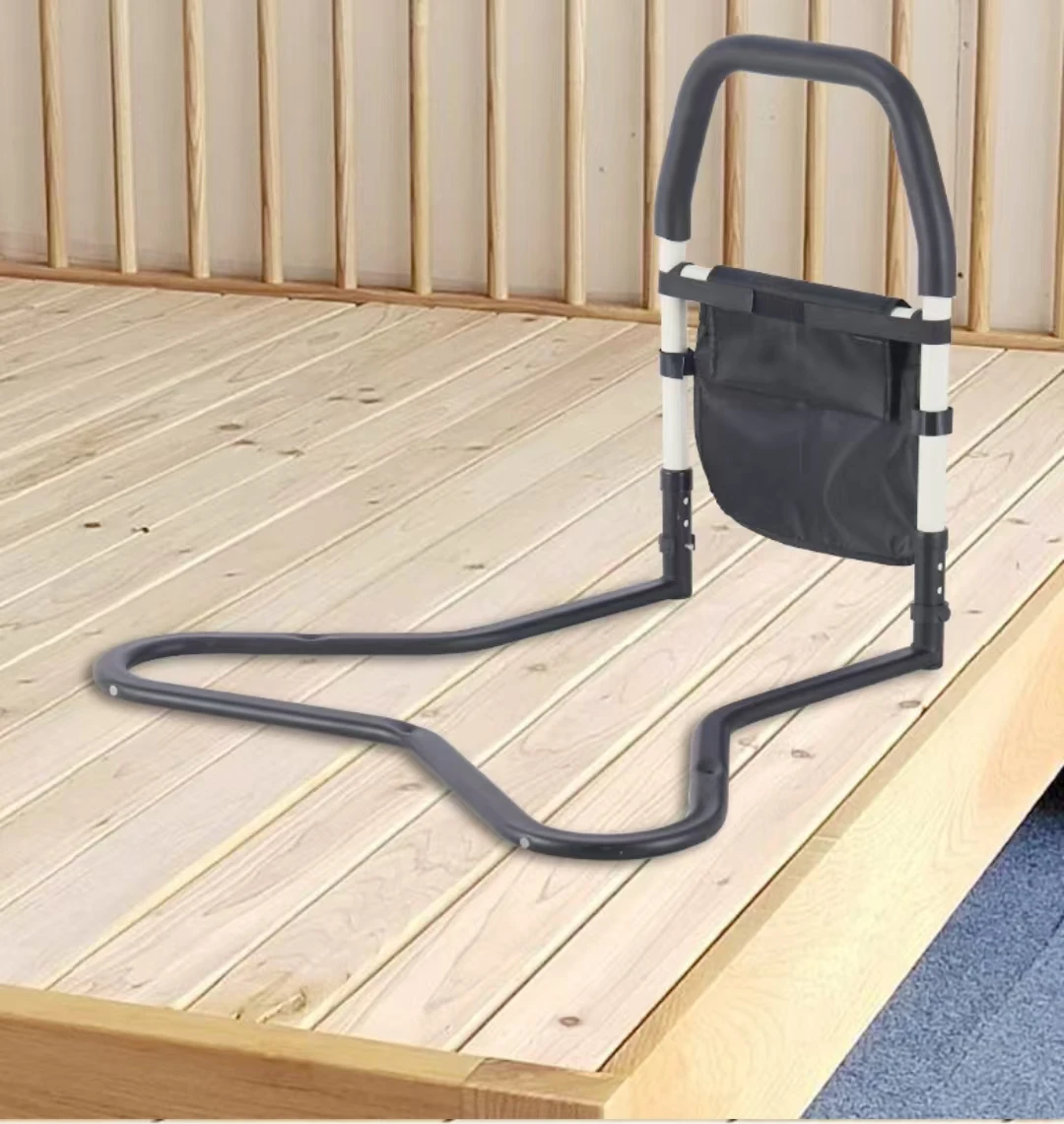 Adjustable Height Bed Assist Handle Bed Rail With Legs Bedside Handrail Bedroom Safety Fall Prevention for Elderly