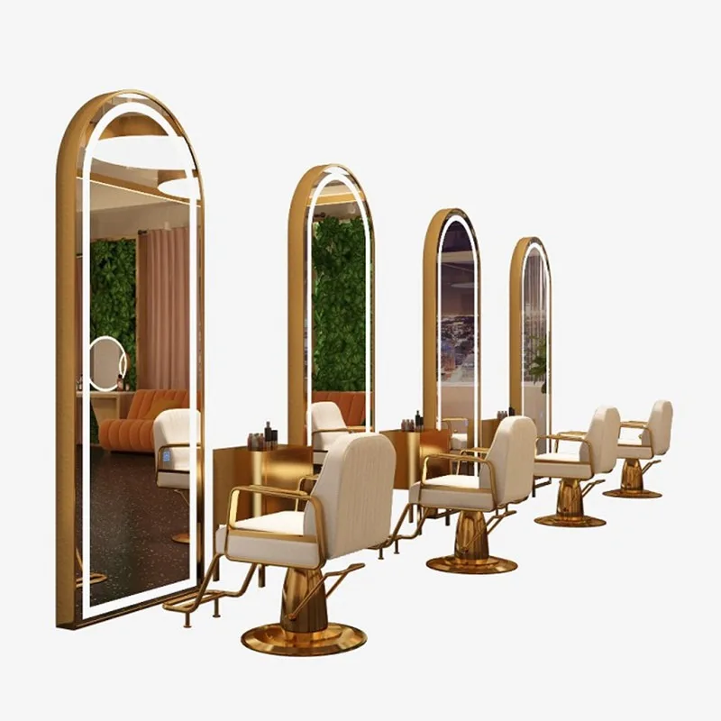 

High-end barber shop mirror Internet celebrity trendy store hair salon mirror table hair salon special light double-sided hair c