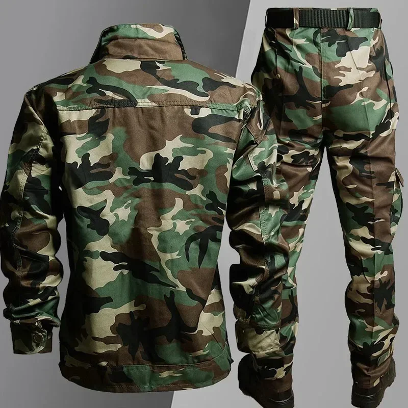 Training Outdoors Camouflage Uniform Tactical Men\'s Climbing Tactical Sets Hiking Hiking Suit Clothes Jacket +Pant Set