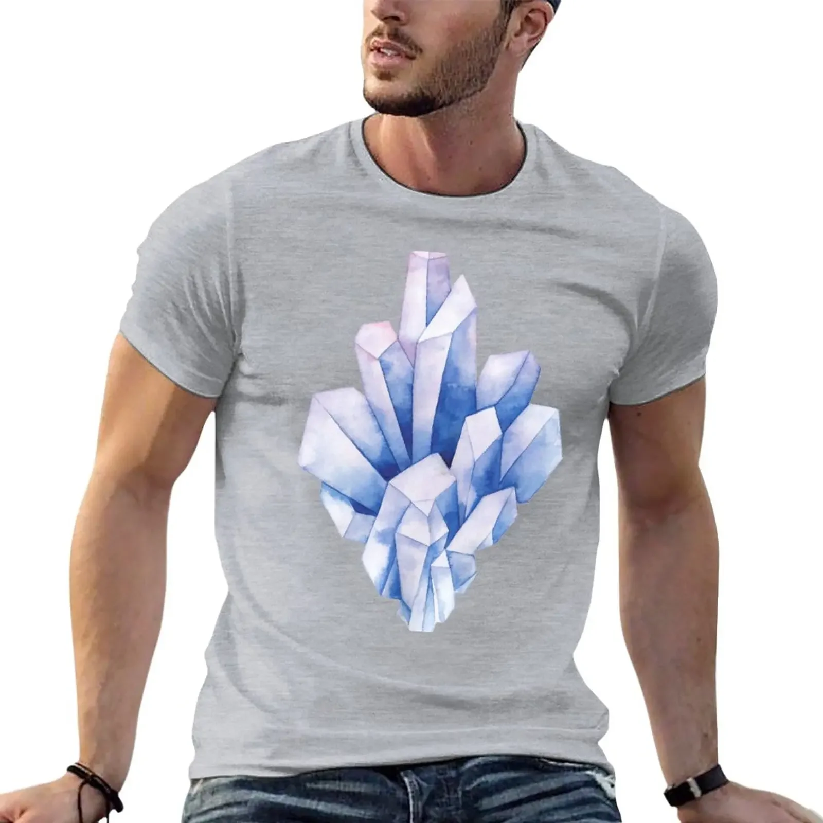 Watercolor pastel colored crystals T-Shirt boys whites customs design your own tops mens graphic t-shirts