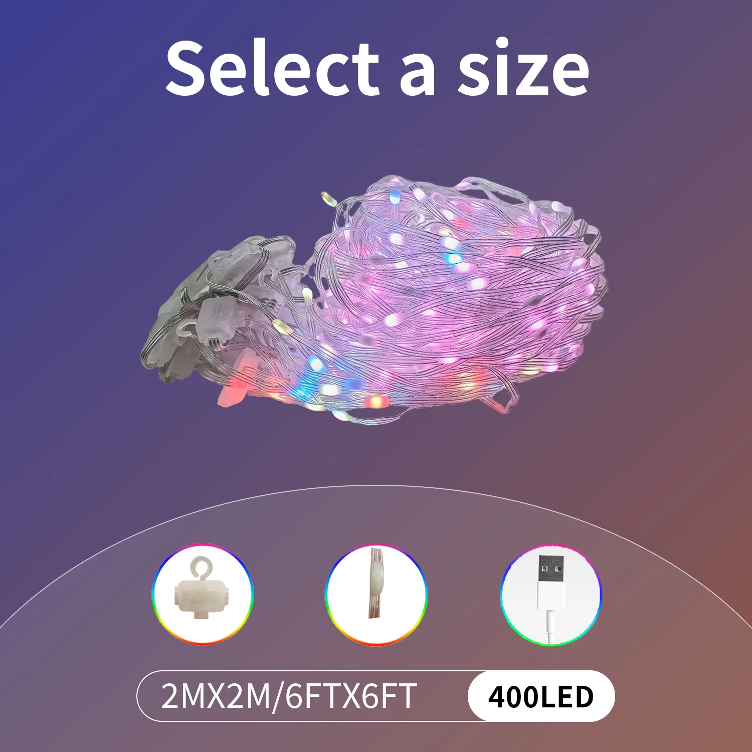 Intelligent LED Curtain Lights,400LED,RGB Fairy Lights, Music Synchronized,Unique Gift,Suitable for Holiday Decor.