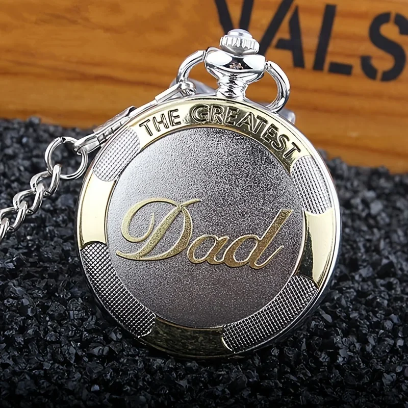 "Dad" Retro Pocket Quartz Watch Father's Best Gift Trendy Pocket Watch Pendant Necklace Clothing Accessories For Men image 4