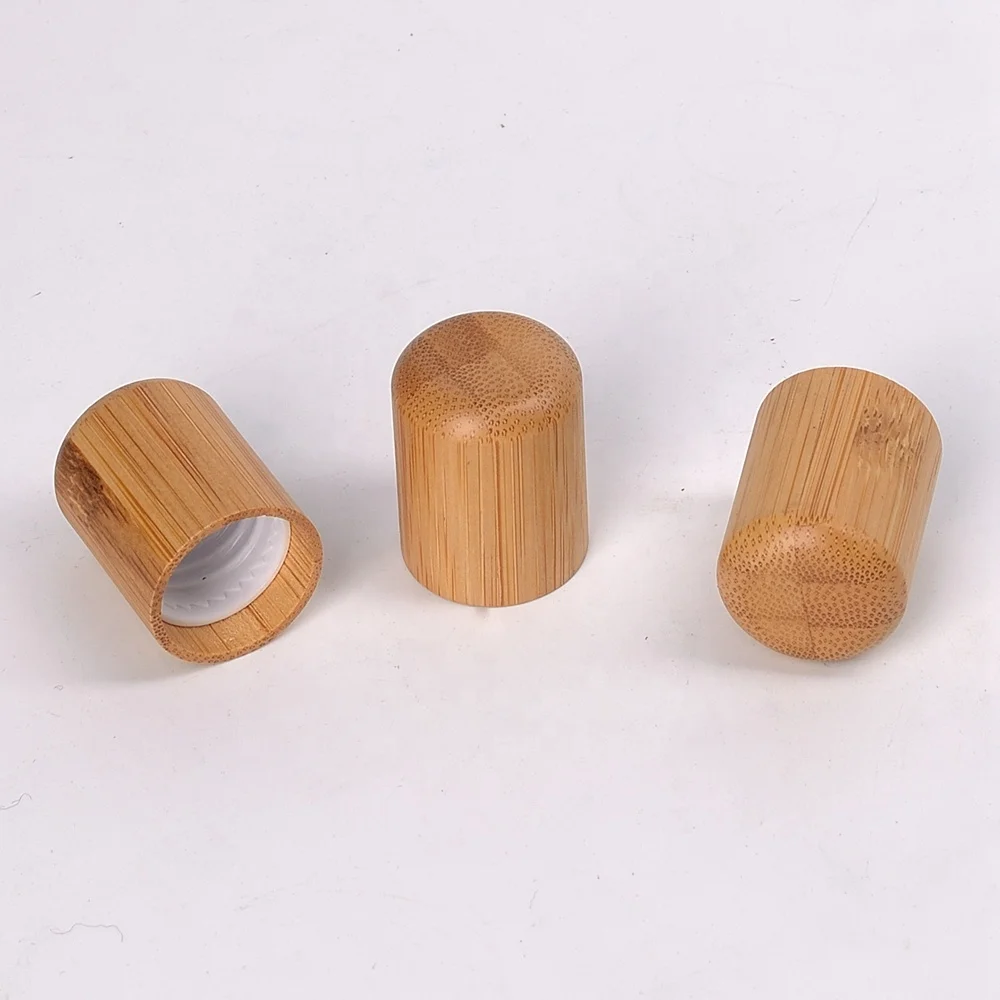 10pcs 20ml 30ml brown glass bottle frosted amber bamboo wood roll on cap essential oil dro bottle with 18/410 bamboo screw cap