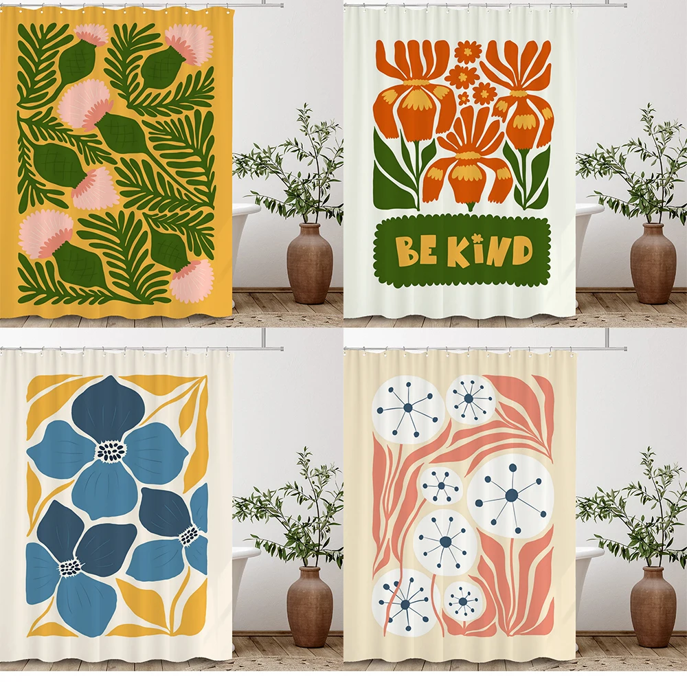 

1 pack of art flowers and plants shower curtain waterproof cloth bathroom curtain bathroom water-blocking partition curtain
